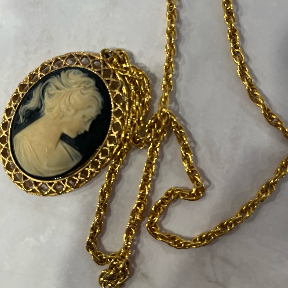 Costume jewelry “Cameo” brooch necklace